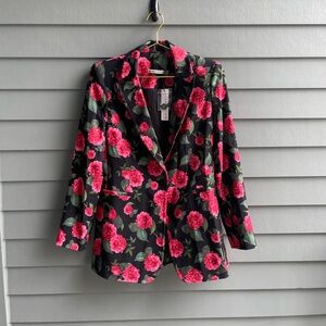 Alice + Olivia Breann Longline Fitted Blazer in Cheri Floral sz 6